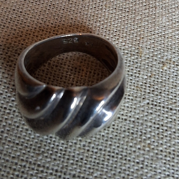 Vintage sterling striped cubital ring 55 - Picture 2 of 8